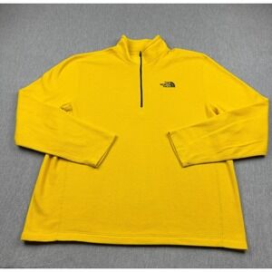 The‎ North Face Sweatshirt Mens 2XL Yellow Fleece Pullover Long Sleeve 1/4 Zip